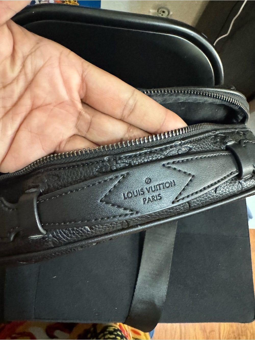 Louis Vuitton Black Monogram Embossed Messenger Bag - Picture 3 of 9